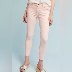 DL1961 Florence Instasculpt Mid-Rise Skinny Jeans Raw Hem Hibiscus Pink
